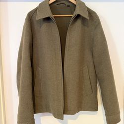 UNIQLO Men’s Wool-Blend Zip Jacket – Olive/Taupe – Size Large