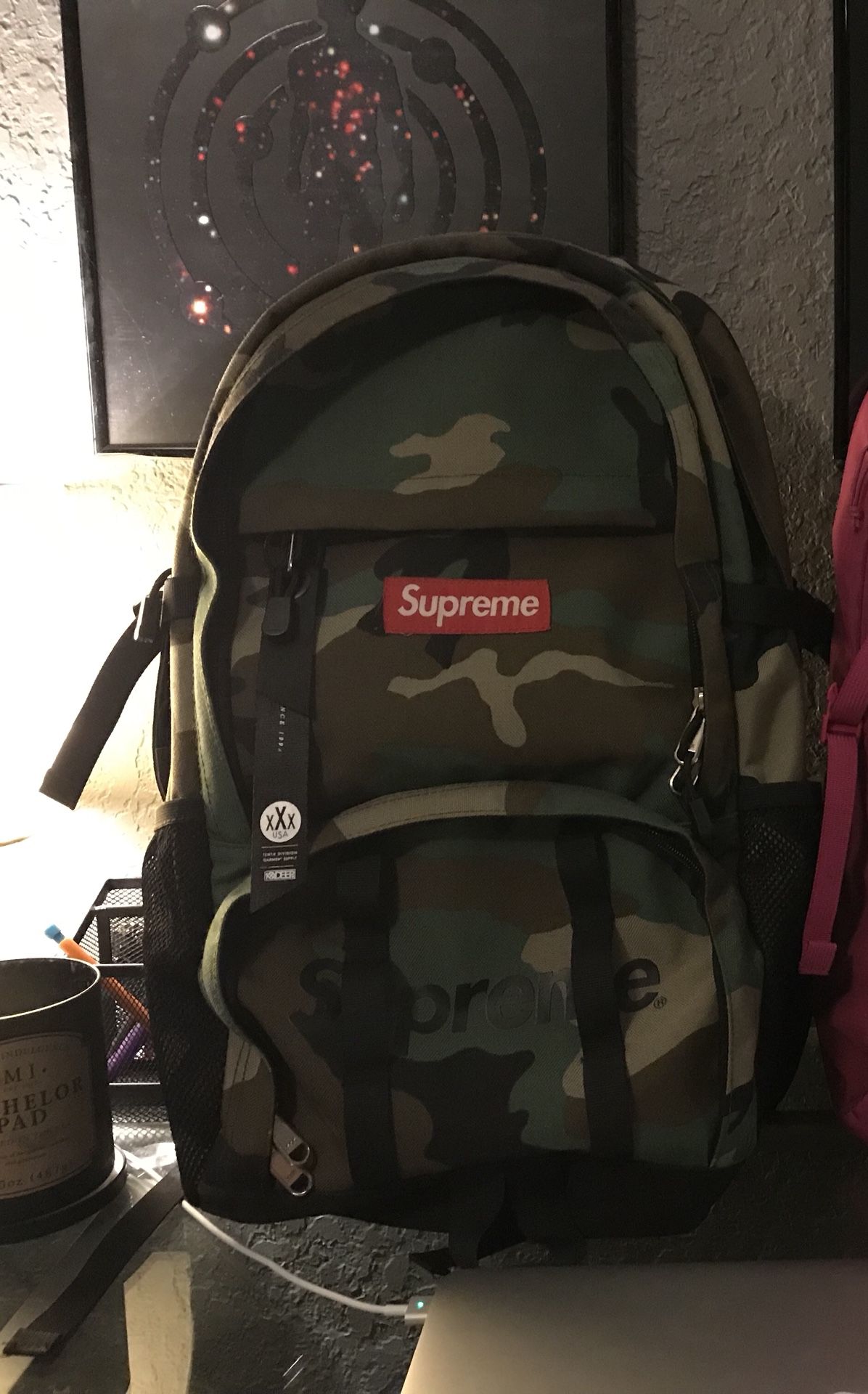 supreme camo backpack