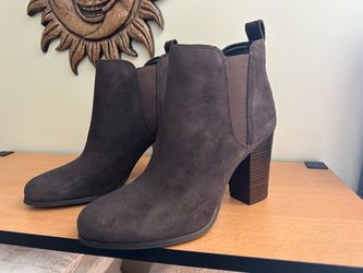 Michael Kors Brown Suede Chelsea Ankle Boots with Block Heel