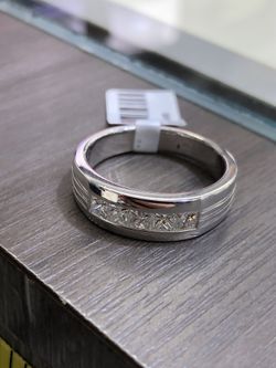 14KT White Gold Band with Diamonds