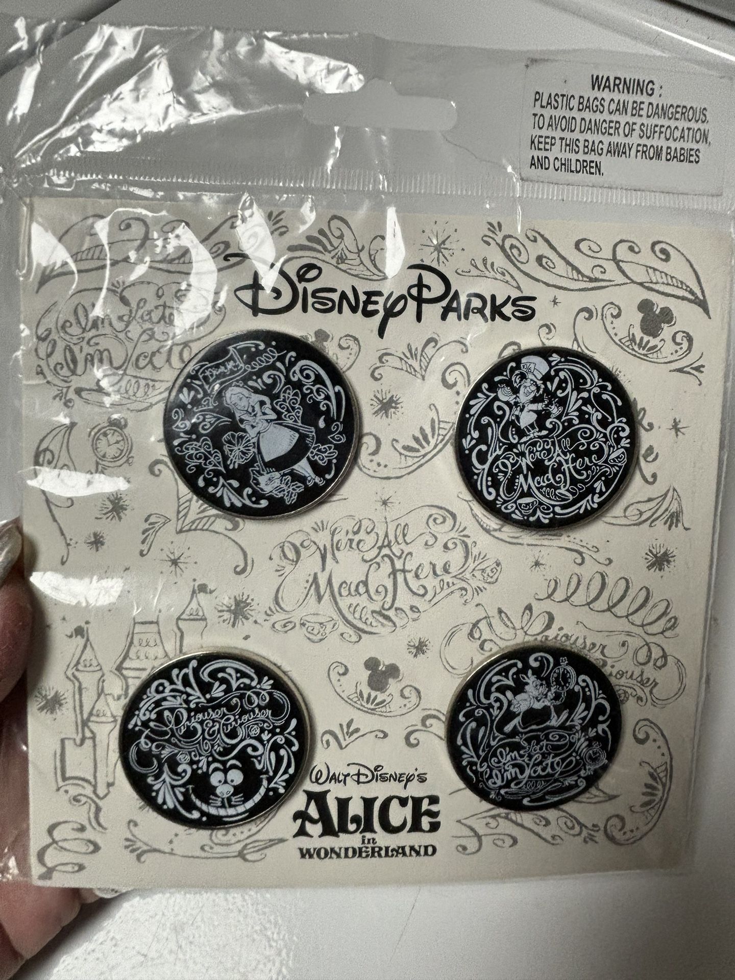 Disney Alice In Wonderland Black Pins