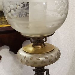 Antique Victorian Figural Cherub Oil Lamp