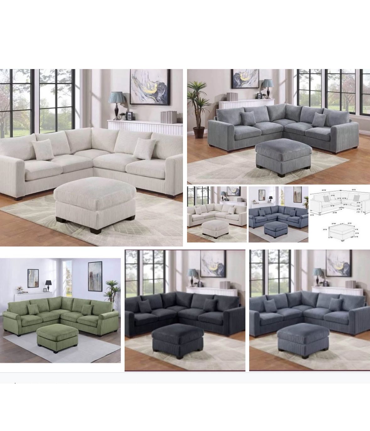Sectional With Ottoman 99”X99”