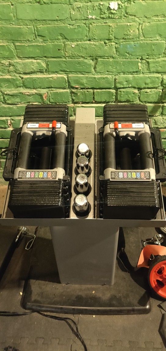 PowerBlock Elite Adjustable Dumbbells 5-70lb with Stand