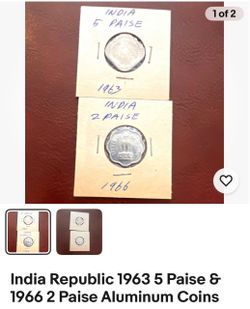 India 1963 5 Paise & 1966 2 Paise Coins
