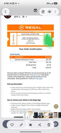 The odyssey Movie tickets