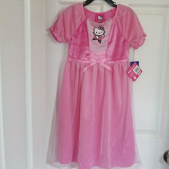 Hello Kitty Dress Pink Princess Night Gown For Girls Size 2, 3,4,5 & 6 New With Tag