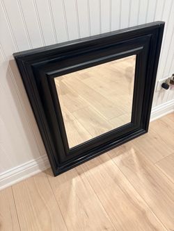 2 Large Square Black Wood Framed Mirror