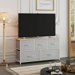 Dresser for Bedroom with 5 Drawers, Chest of Drawers, Fabric Dresser, Storage Organization Unit with Fabric Bins for Closet, Living Room, Hallway, Lig