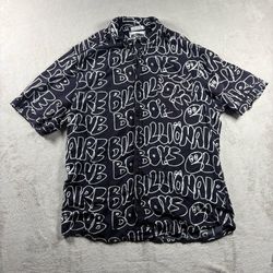Billionaire Boys Club Ripples Woven Rayon Men’s M Black Button Up Shirt AOP#5A
