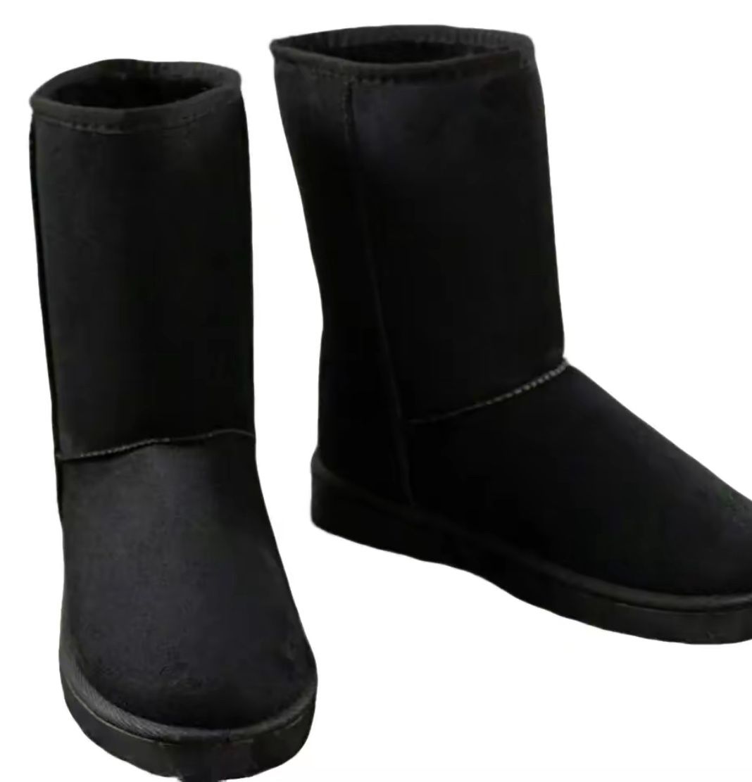 Women’s Classic Black Winter Snow Boots – Warm Fleece-Lined Waterproof Mid-Calf Boots