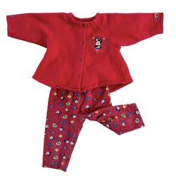 Vintage Disney Store 18M Y2K Minnie Mouse Fall Floral Red Jacket Leggings