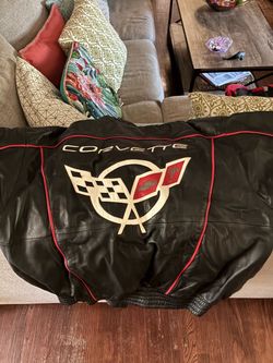 Corvette Leather Jacket Black with Red Trim