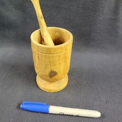 Vintage Pestle & Mortar, Hand Turned 