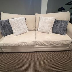 Jennifer Convertible Sleeper Couch and Loveseat Queen sleeper Structurally good. A few minor stains. Smoke free household