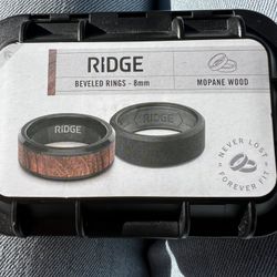 Ridge Beveled Mopane Wood Ring Set 