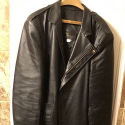 VINTAGE - ICONIC -  Nate's in Chicago Sz 50 Custom Black Men's Long Leather Coat