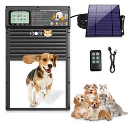 Automatic Pet Door Radar Timer Light Sensor Solar USB Durable Aluminum 1013 Black