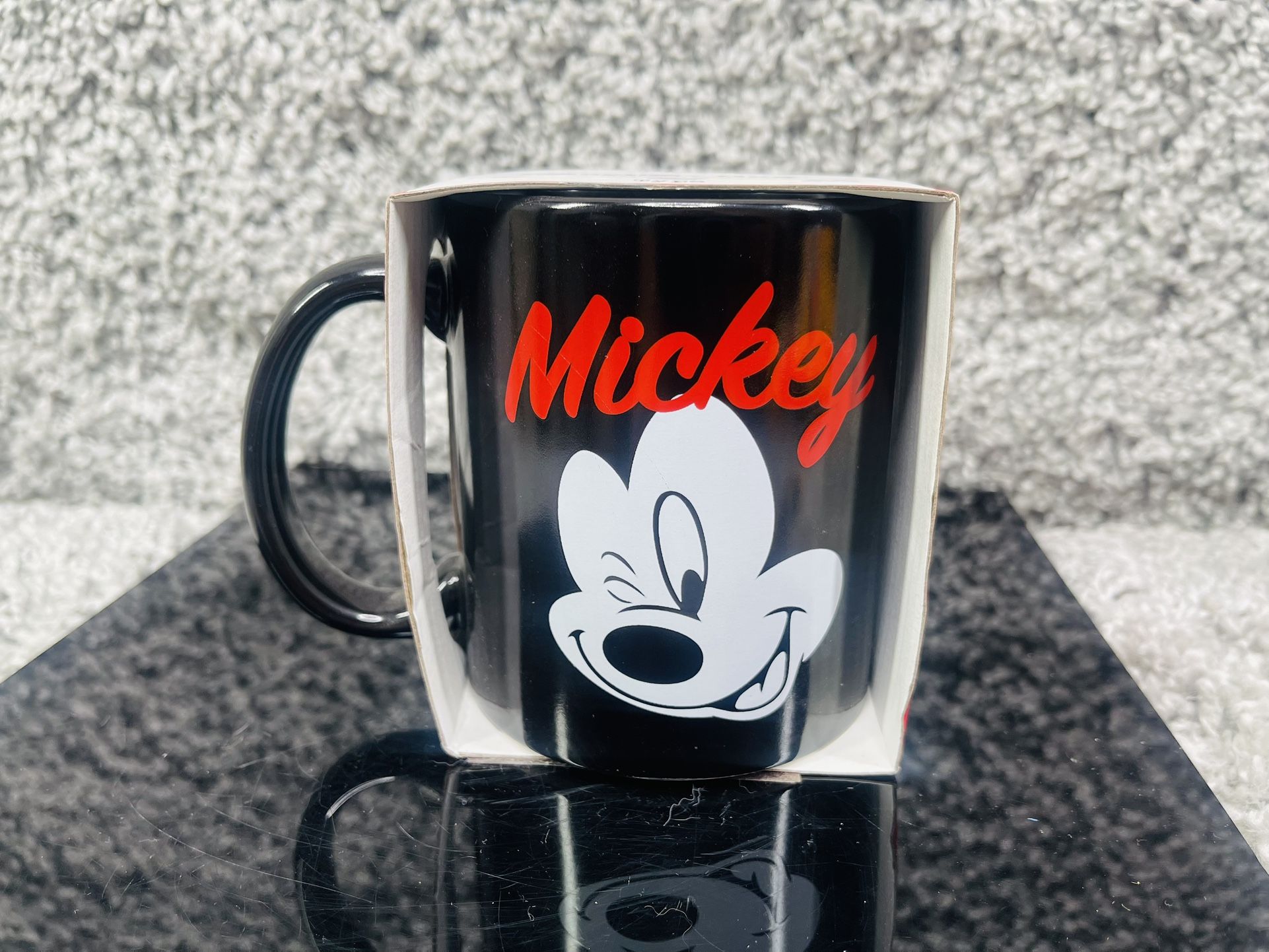 Classic Disney Mickey Mouse Mug Coffee Cup Black Red Ceramic Kitchen New