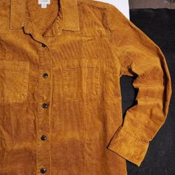 J.Crew Corduroy Shirt mens size S/ saddle Brown Relaxed Fit Pockets 