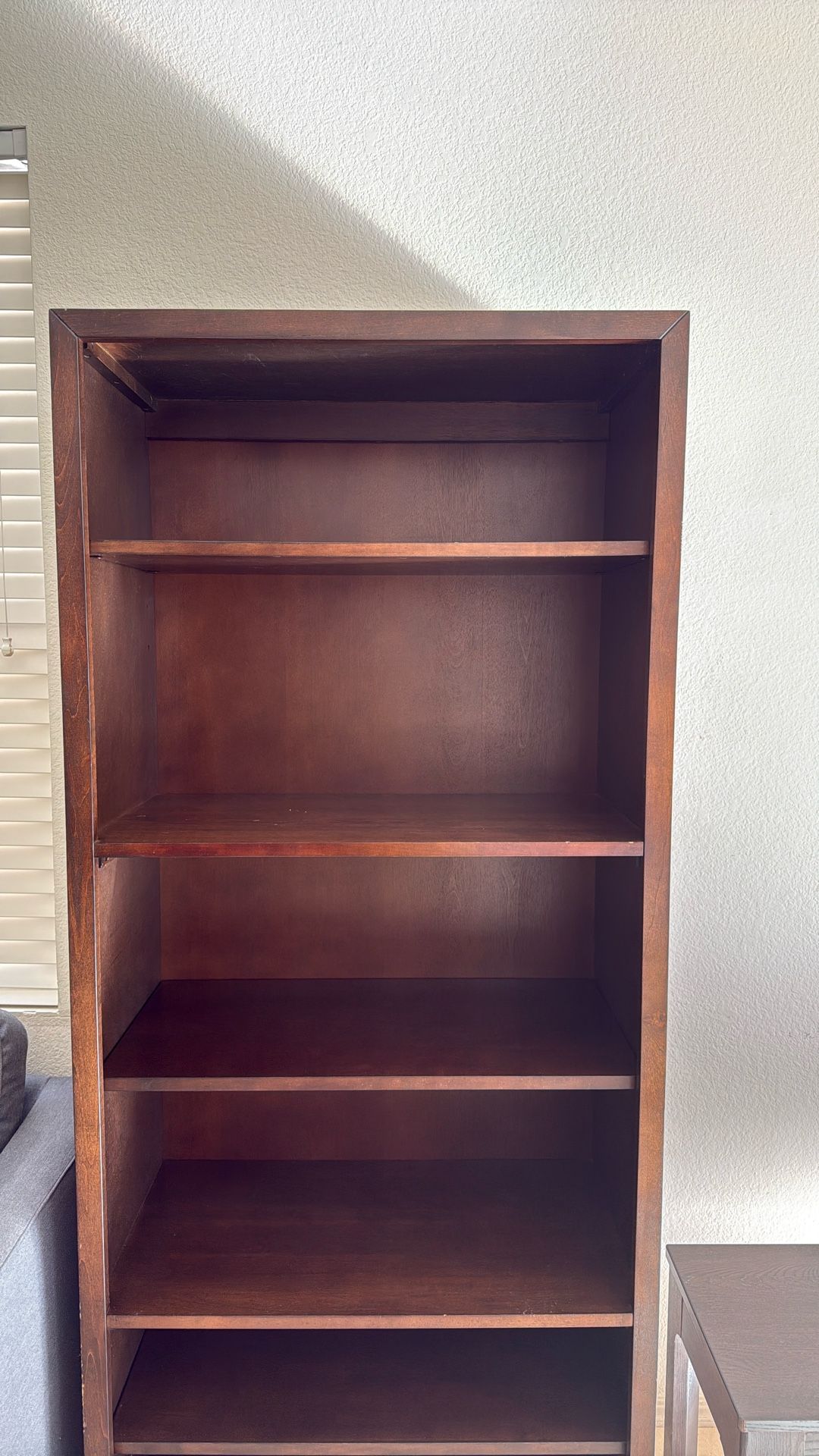 Dark Wood Bookcase – 71” Tall x 30” Wide – Fixed Shelves – Gently Used