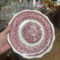 Antique English Transferware Red Plate 