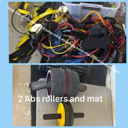 Gym  Equipment Abs Roller &mat And A Huge Box Of Things 