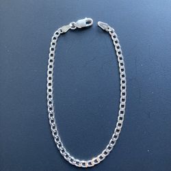 Solid Silver Chain Cuban Curb Bracelet 7in 3mm