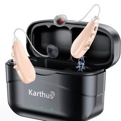 Karthus Hearing Aids, Rechargeable Hearing Aids for Seniors with Hearing Loss, Noise Cancelling & Clear Sound, Comfort & Invisible, 100H Long Battery,