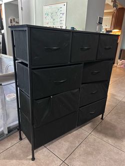 Black mesh dresser with drawers