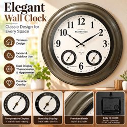 24 inch Large Illuminated Waterproof Outdoor Clock Weatherproof Modern Farmhouse Wall  Clock