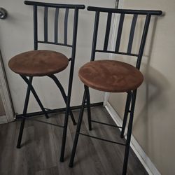 Mainstays 29" Metal Folding Stool with Slat Back and Microfiber Seat