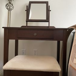 LIKE NEW Makeup Vanity + Stool