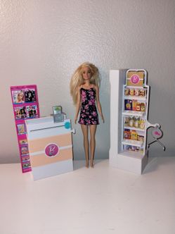 Mattel Barbie Supermarket Grocery Store Shelf Checkout Playset 2017 Not Complete
