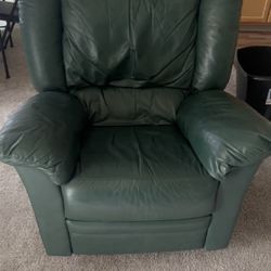90’s Green Leather Italian Recliner. 