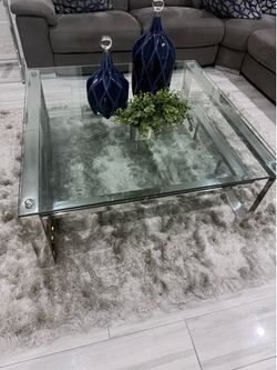 El Dorado Square Glass Top Coffee Table with Chrome