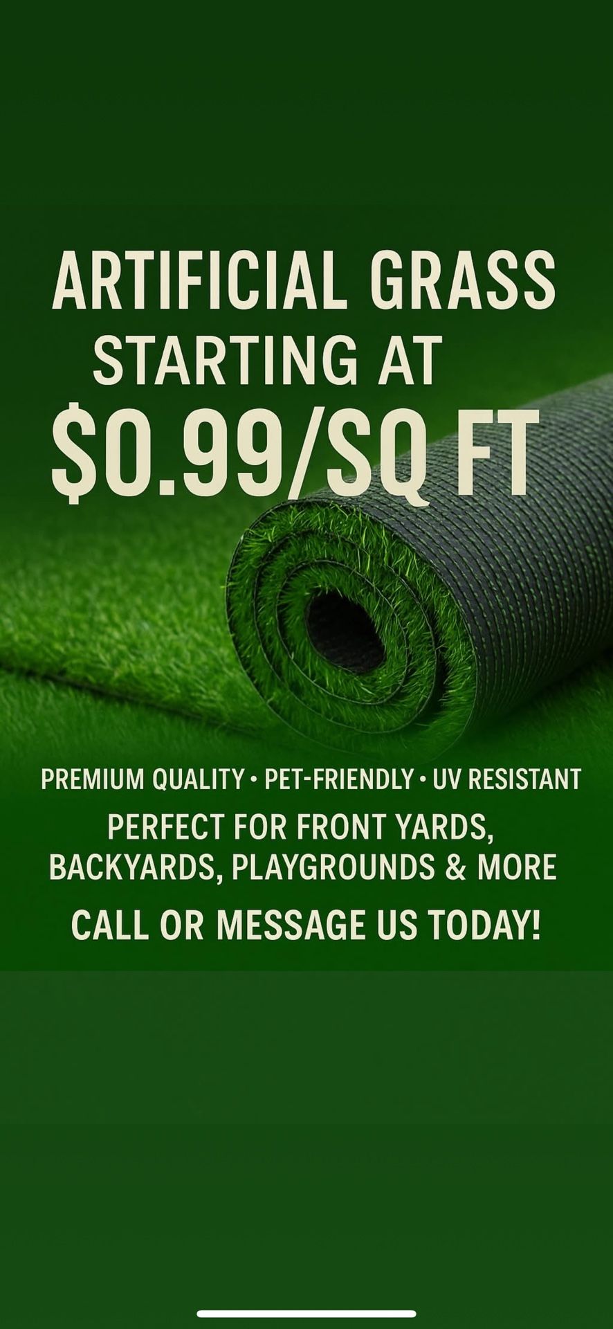 New Turf $0.99 Per Square Foot