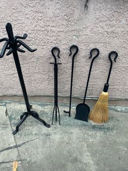 Vintage heavy fireplace tools