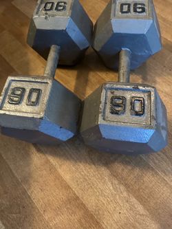 90 lb metal dumbbells