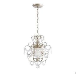 New Daisy 12 in Wide Glam 1 Light Brushed Champagne Silver Mini Crystal Chandelier