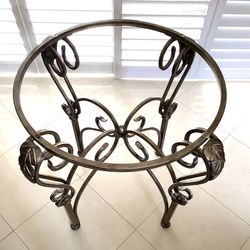 TABLE BASE – 27-3/8” ROUND METAL WROUGHT IRON DESIGNER TABLE BASE DININGROOM / BREAKFAST ROOM TABLE BASE – JUST TABLE BASE - NO GLASS OR CHAIRS INCLUD
