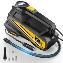 DC 12V Air Pump for Car Tires with 150PSI LCD Digital Gauge & Emergency LED Light