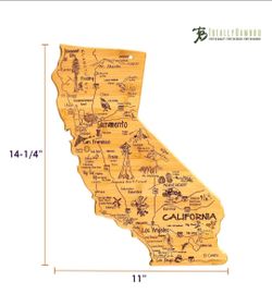 Destination California Bamboo Cutting Board Wood by Totally Bamboo Laser Ech NEW