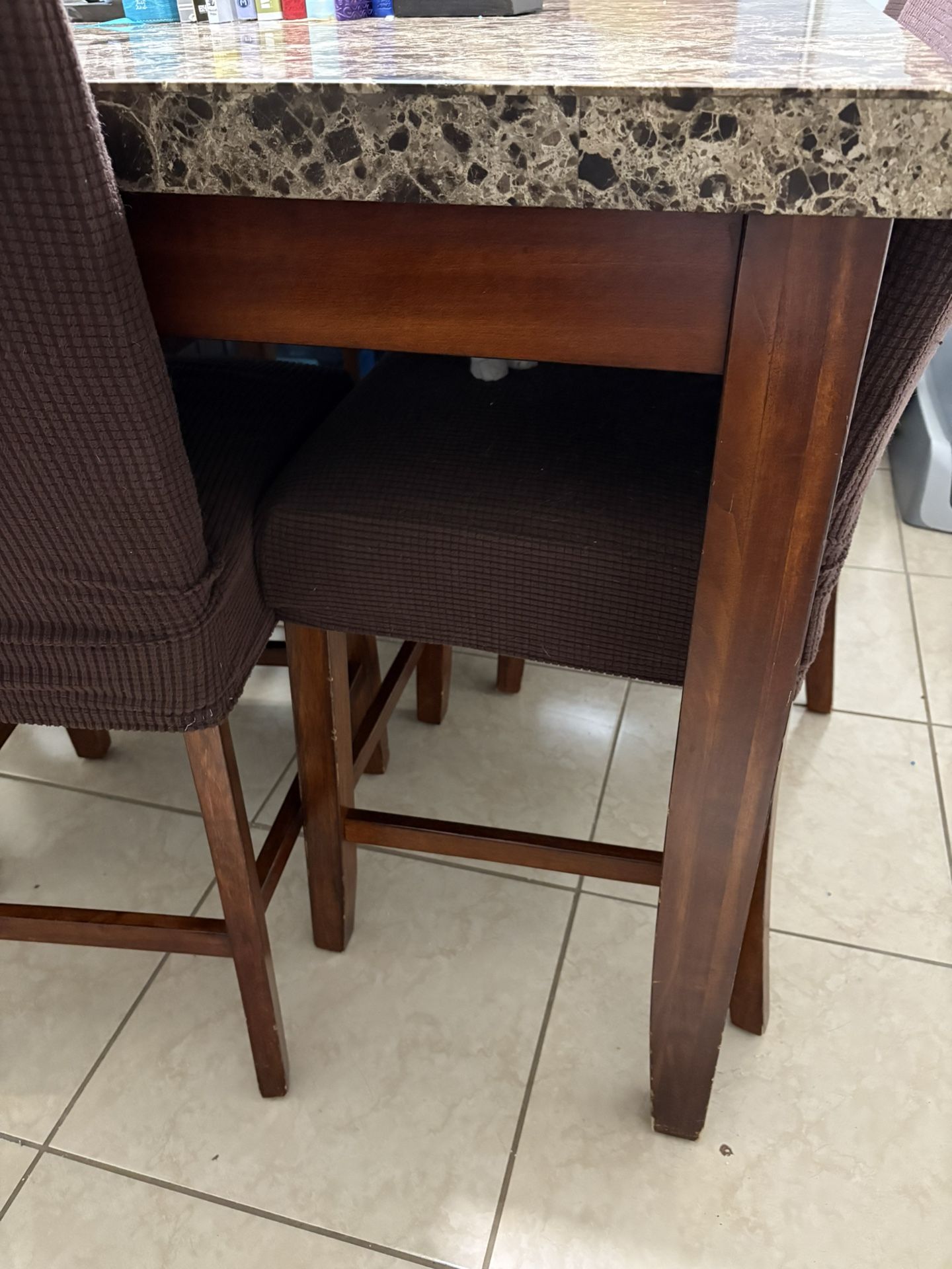 High Marble Table With 6 Chairs