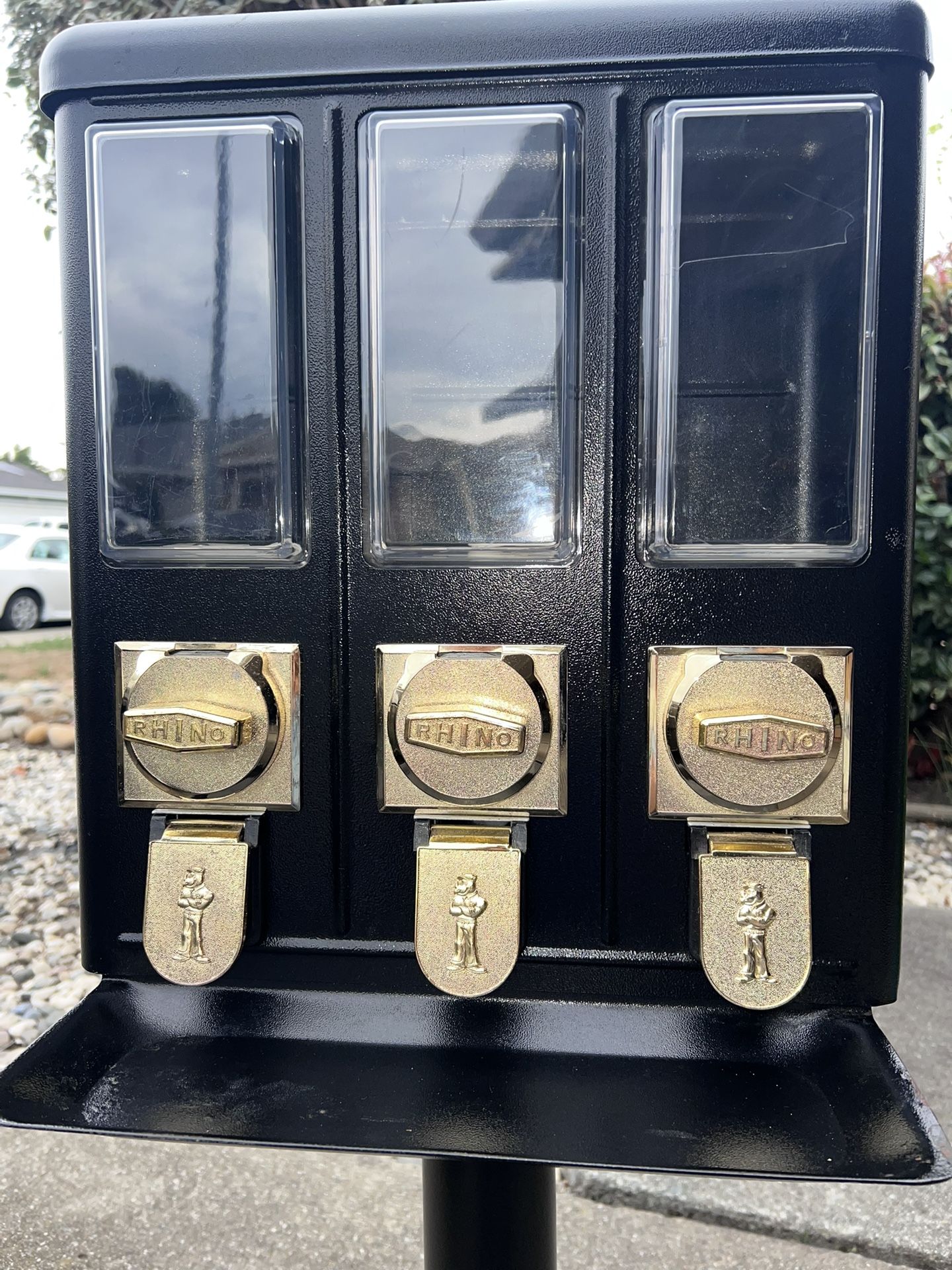 Rhino Triple Shop Gum-ball Candy Machine In Black And Classic Gold