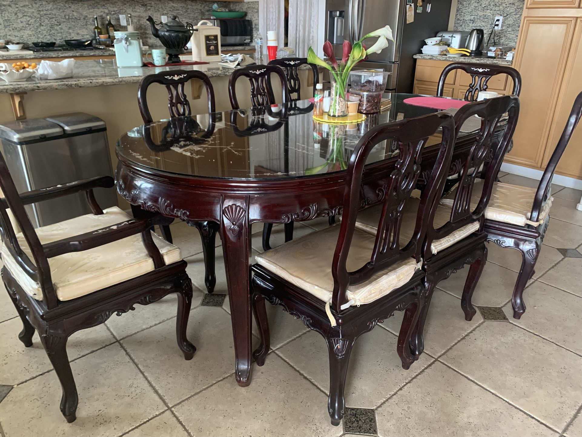 Rose Wood Dinning Set With Mother Of Peal Work