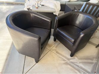 Brown Faux Leather bucket chairs great condition