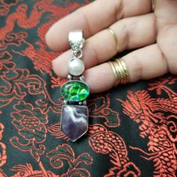 Beautiful Pendant With Natural Pearl And Amethyst