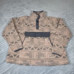 Carhartt Fleece Pullover Relaxed Fit Geo Aztec Warm Taupe, Women's Size 2xL