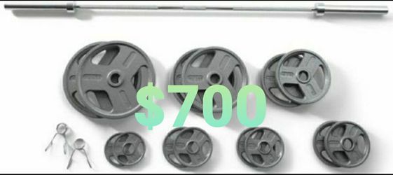 Weider Cast Iron Olympic Hammertone Weight Set 300 lb. brand new in box $700